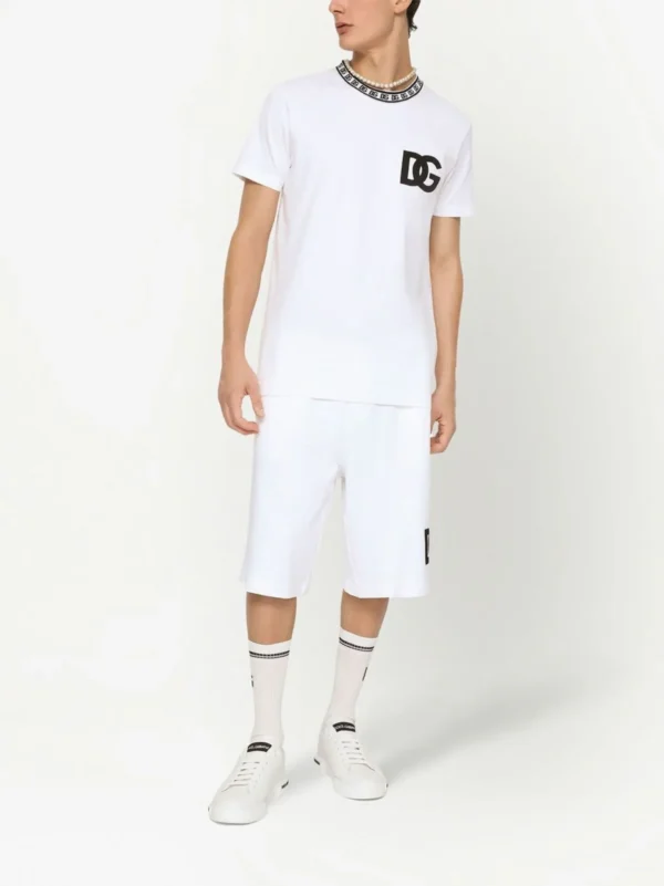 "Dolce Gabbana" t-shirt ras du cou blanc en coton pour homme coupe slim – Image 5