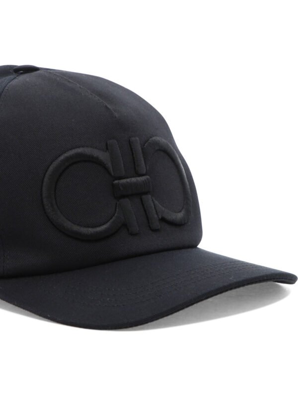 "Ferragamo" casquette noire en coton pour homme – Image 4