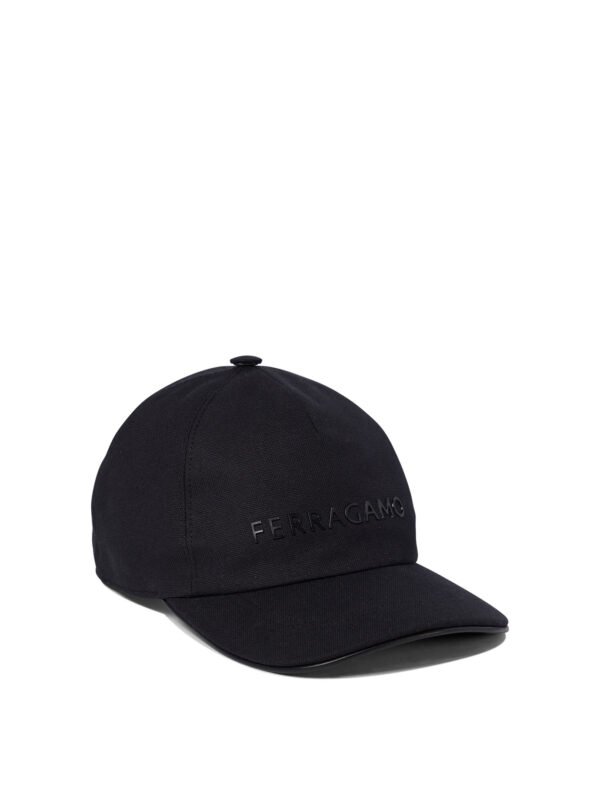 "Ferragamo" casquette homme noire en coton – Image 2