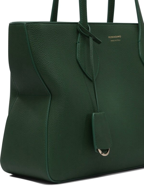 "Ferragamo" sac à main femme vert en cuir – Image 4