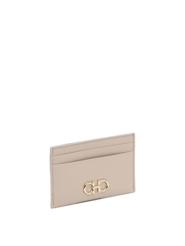 "Ferragamo" porte-cartes femme beige en cuir - Image 2
