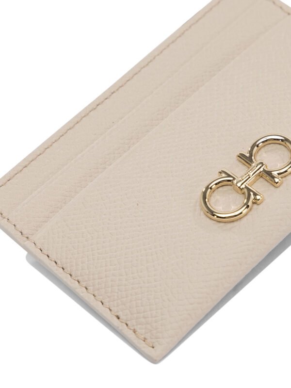 "Ferragamo" porte-cartes femme beige en cuir - Image 4