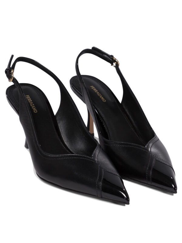 "Ferragamo" chaussures à talons femme noires en cuir - Image 2