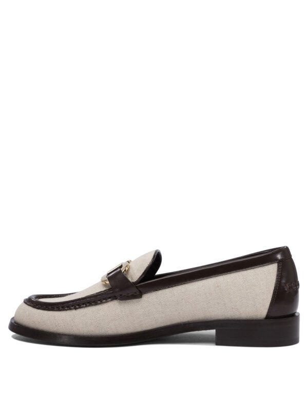 "Ferragamo" Mocassins femme beige en tissu – Image 3
