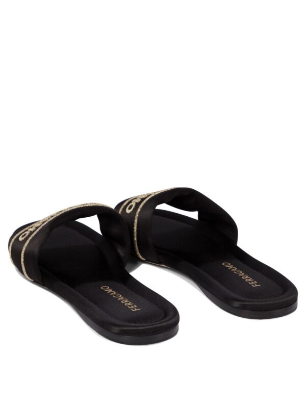 "Ferragamo" sandales femme noires en satin et cuir – Image 4