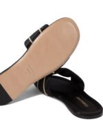 "Ferragamo" sandales femme noires en satin et cuir – Image 5