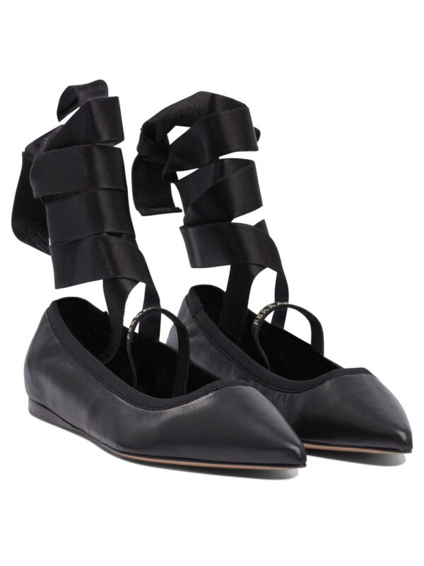 "Ferragamo" ballerines femme noires en cuir véritable à semelle souple – Image 2