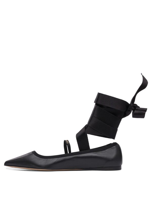 "Ferragamo" ballerines femme noires en cuir véritable à semelle souple – Image 3
