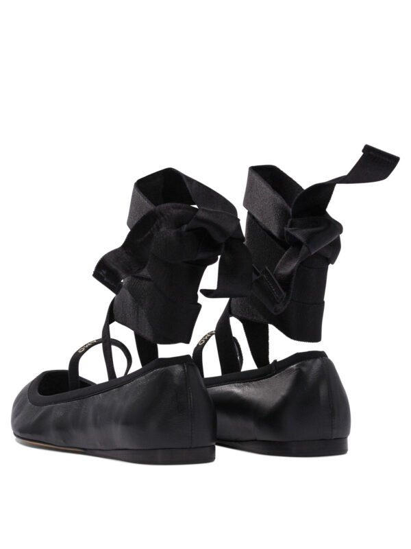 "Ferragamo" ballerines femme noires en cuir véritable à semelle souple – Image 4