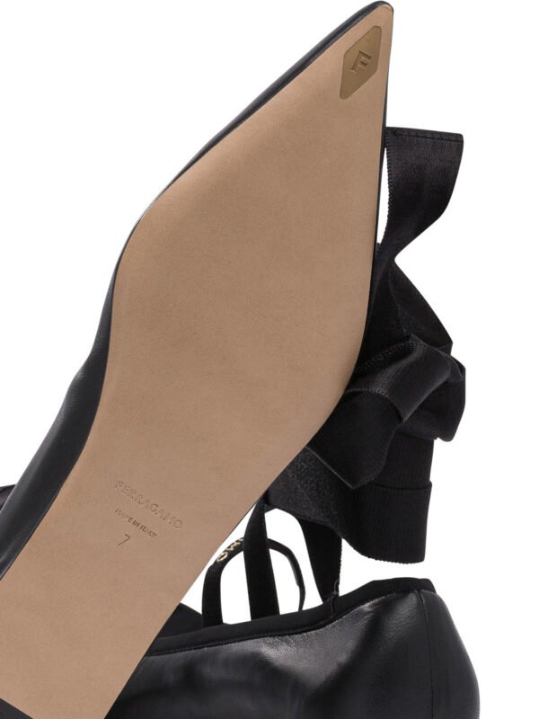 "Ferragamo" ballerines femme noires en cuir véritable à semelle souple – Image 5