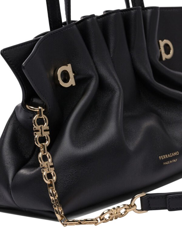 "Ferragamo" sac porté épaule femme noir en cuir – Image 4