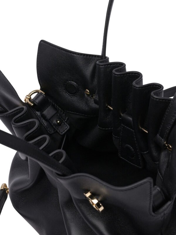 "Ferragamo" sac porté épaule femme noir en cuir – Image 5