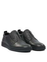 "Ferragamo" Chaussures plates  homme noirs en cuir coupe standard – Image 2