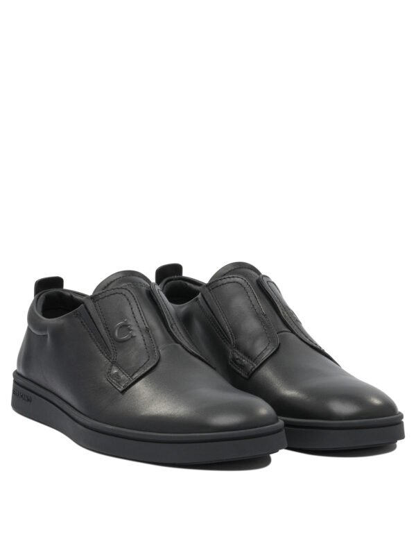 "Ferragamo" Chaussures plates  homme noirs en cuir coupe standard – Image 2