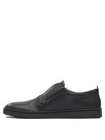 "Ferragamo" Chaussures plates  homme noirs en cuir coupe standard – Image 3