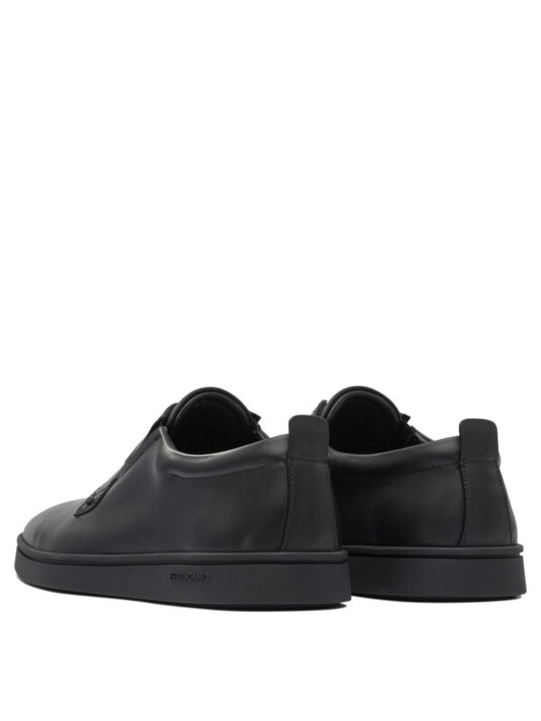 "Ferragamo" Chaussures plates  homme noirs en cuir coupe standard – Image 4