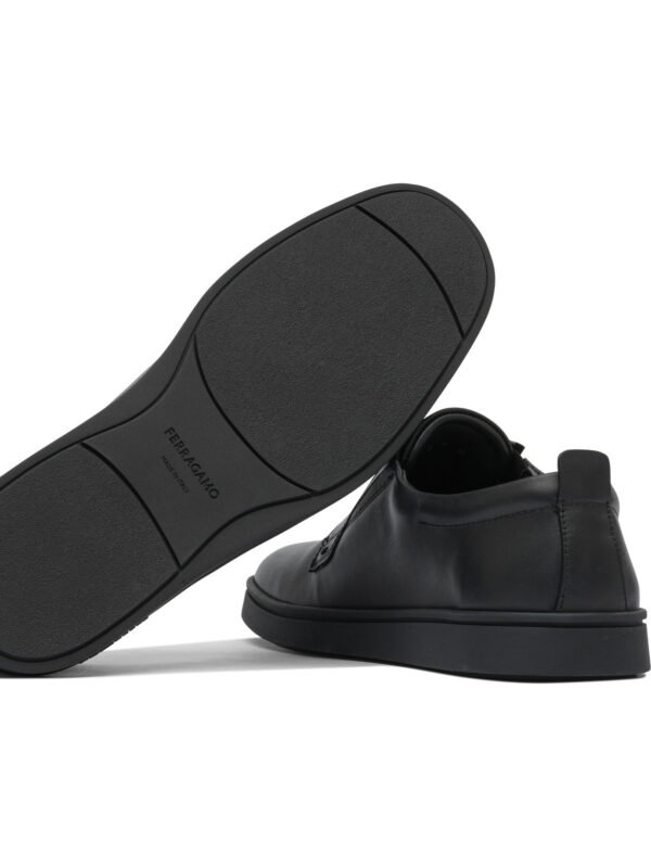 "Ferragamo" Chaussures plates  homme noirs en cuir coupe standard – Image 5