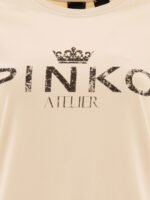 "Pinko" t-shirt Bussolotto femme beige en coton - Image 3
