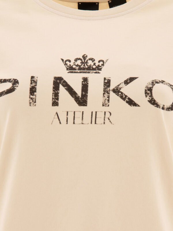 "Pinko" t-shirt Bussolotto femme beige en coton - Image 3