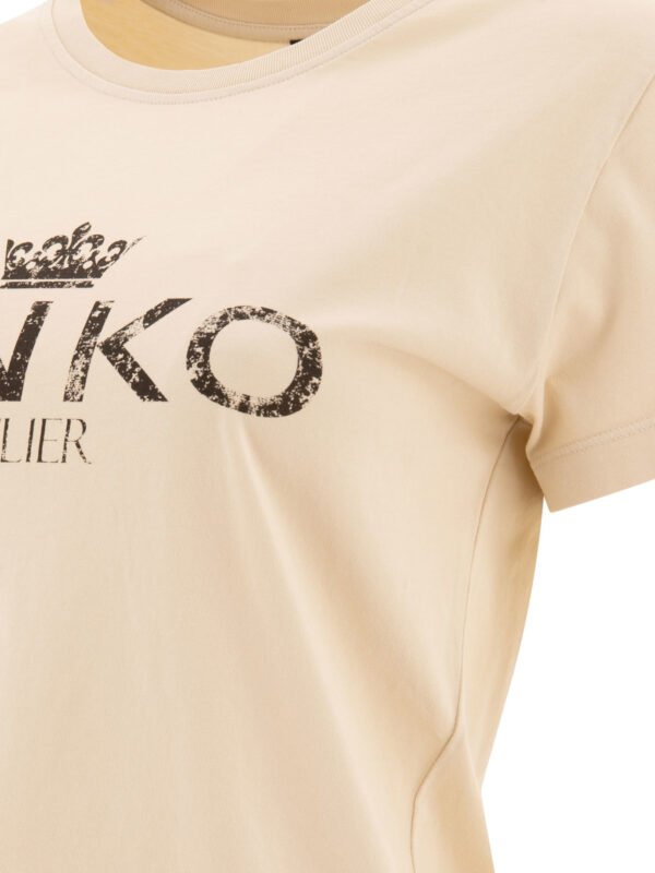 "Pinko" t-shirt Bussolotto femme beige en coton - Image 4