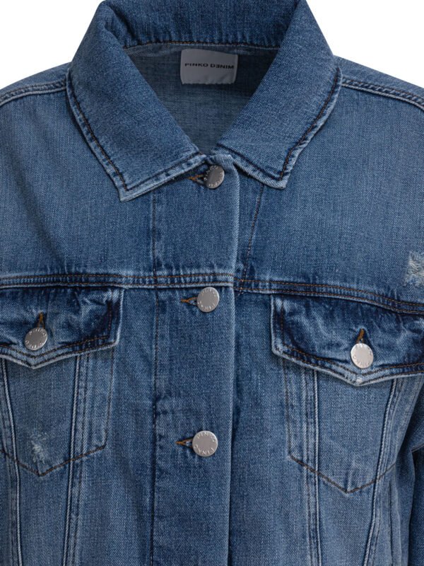 "Pinko" veste en jean femme bleue en denim coupe regular - Image 3