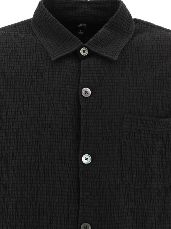 "Stüssy" chemise homme noire Flat Bottom Crinkled à manches courtes – Image 3