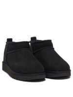 "Ugg" bottines noires en cuir et polyester avec semelle en caoutchouc pour femme – Image 2