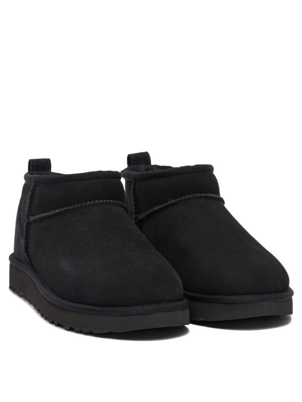 "Ugg" bottines noires en cuir et polyester avec semelle en caoutchouc pour femme – Image 2