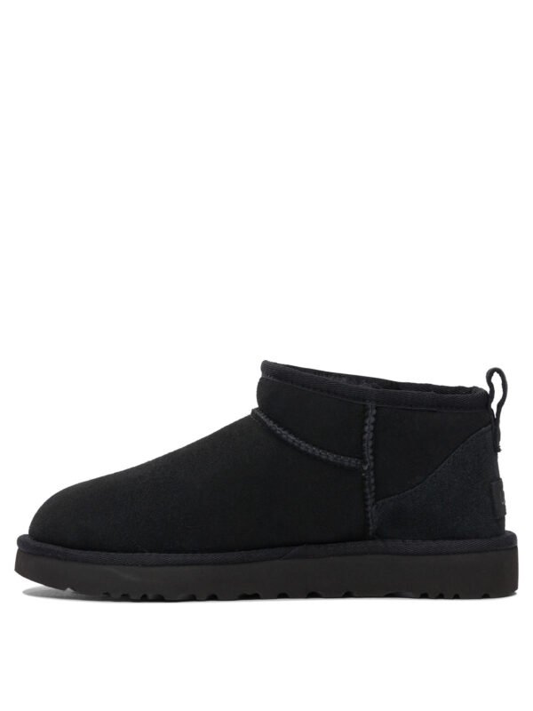 "Ugg" bottines noires en cuir et polyester avec semelle en caoutchouc pour femme – Image 3