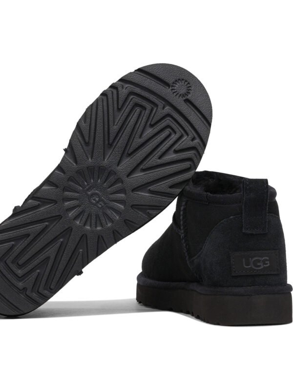 "Ugg" bottines noires en cuir et polyester avec semelle en caoutchouc pour femme – Image 5