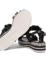 "Pons Quintana" sandales noires en cuir avec semelle en caoutchouc pour femme – Image 5