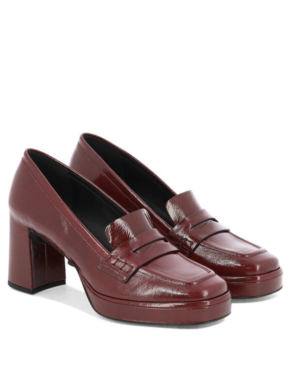 "Del Carlo" Mocassins à talons femme bordeaux en cuir – Image 2