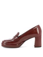 "Del Carlo" Mocassins à talons femme bordeaux en cuir – Image 3
