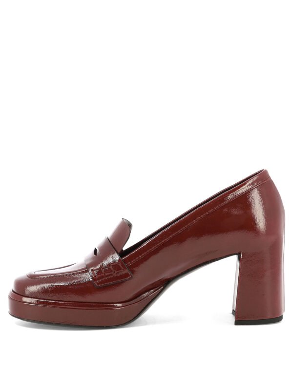 "Del Carlo" Mocassins à talons femme bordeaux en cuir – Image 3