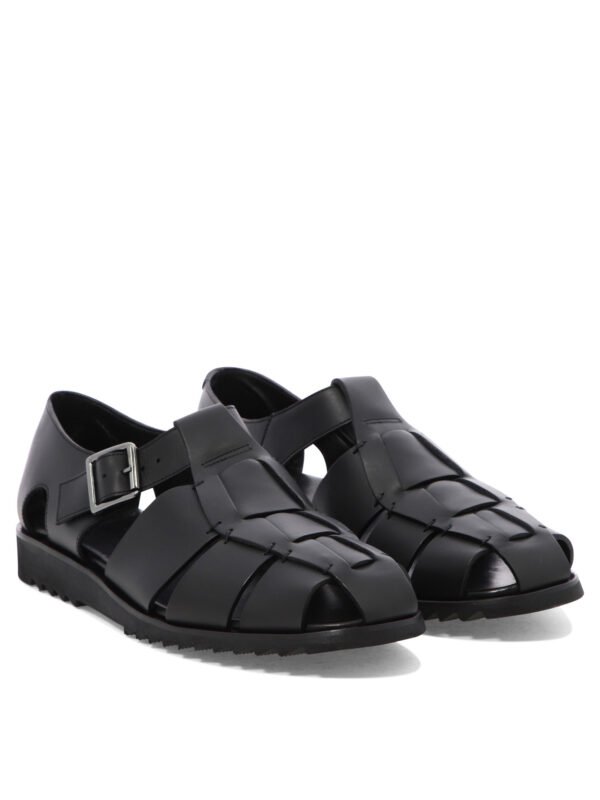 "Paraboot" Sandales homme noires en cuir avec semelle en caoutchouc - Image 2