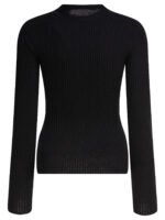"Courrèges" t-shirt noir en coton et laine mérinos coupe regular à manches longues pour femme – Image 2