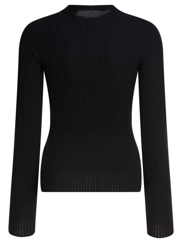 "Courrèges" t-shirt noir en coton et laine mérinos coupe regular à manches longues pour femme – Image 2