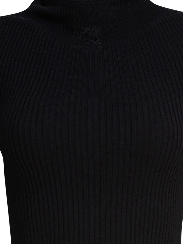 "Courrèges" t-shirt noir en coton et laine mérinos coupe regular à manches longues pour femme – Image 3
