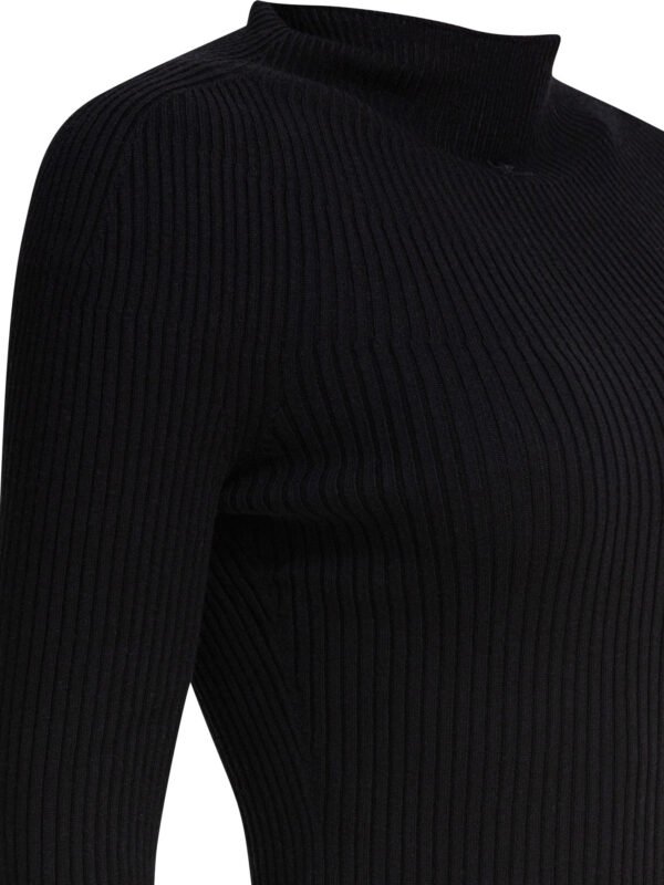 "Courrèges" t-shirt noir en coton et laine mérinos coupe regular à manches longues pour femme – Image 4