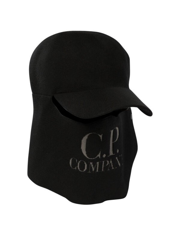 "C.P. Company" cagoule casquette homme en laine mérinos extrafine noire - Image 2