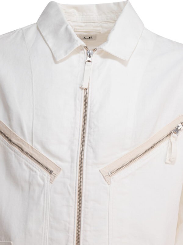 "C.P. Company" surchemise homme blanche en coton et lin – Image 4