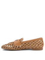 "Casadei" mocassins femme beiges en cuir et coton – Image 3