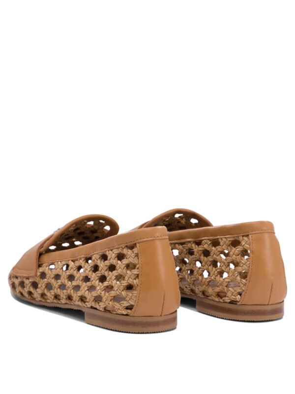 "Casadei" mocassins femme beiges en cuir et coton – Image 4