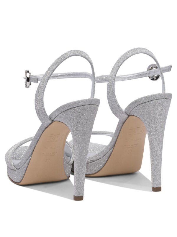 "Casadei" escarpins femme argentés à talons hauts en polyamide et cuir – Image 4