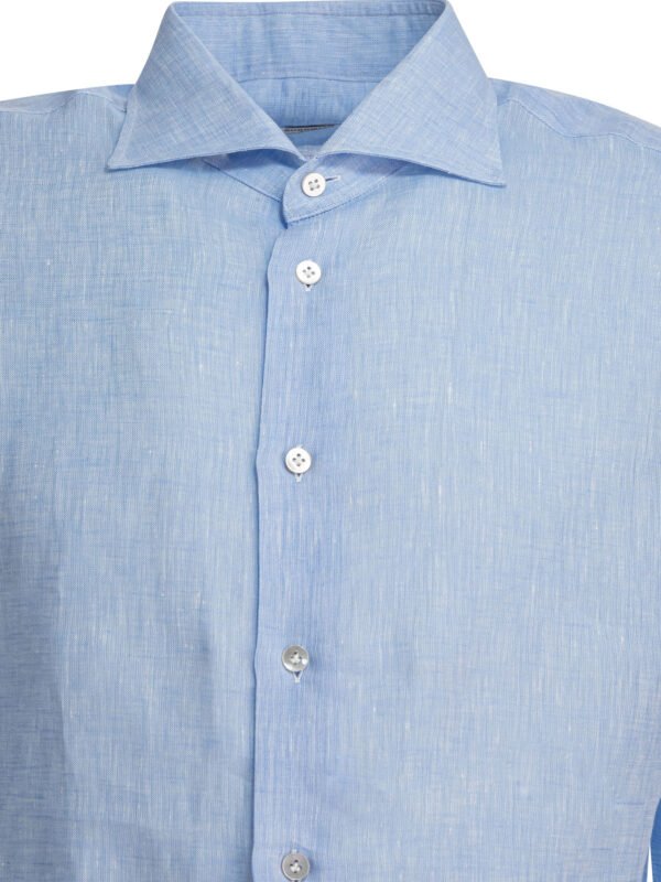 "Borriello" chemise homme bleu clair en lin – Image 3