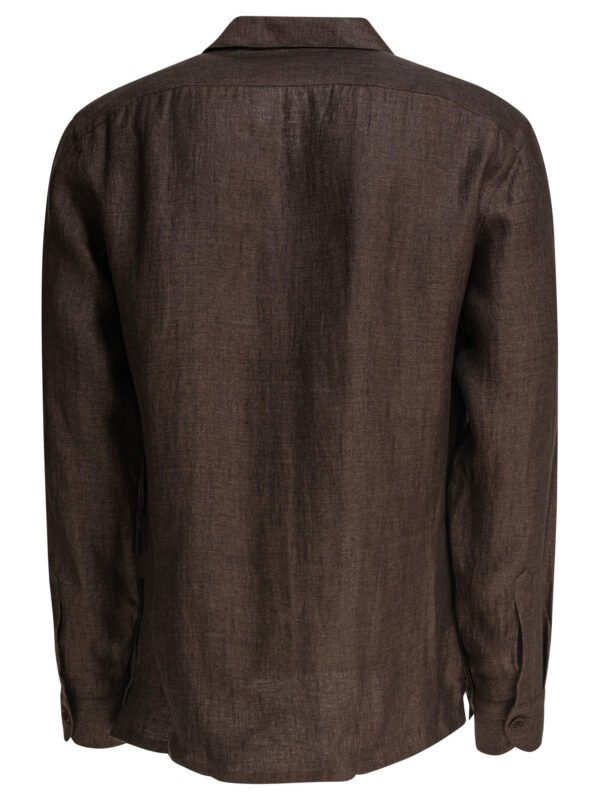"Borriello" chemise homme marron en lin - Image 2