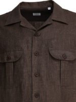 "Borriello" chemise homme marron en lin - Image 3