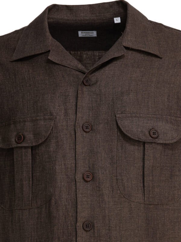 "Borriello" chemise homme marron en lin - Image 3