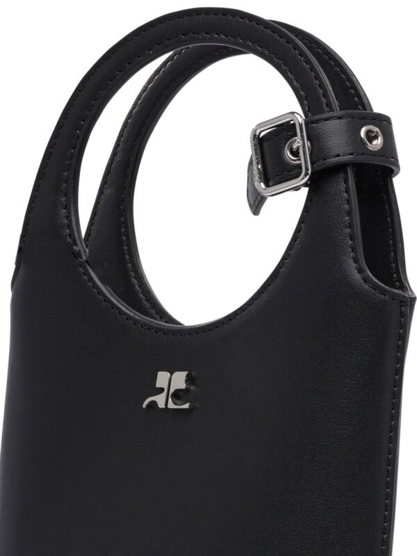 "Courrèges" sac à main femme noir en cuir – Image 4