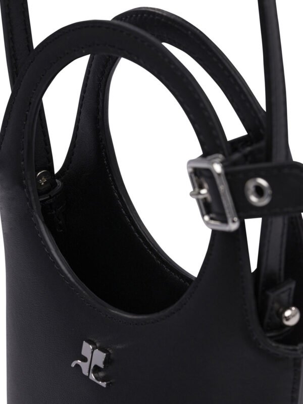 "Courrèges" sac à main femme noir en cuir – Image 5